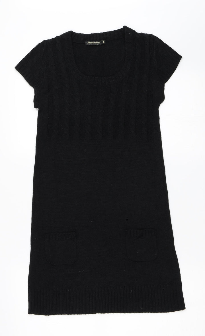 QED London Womens Black Jumper Dress Size S