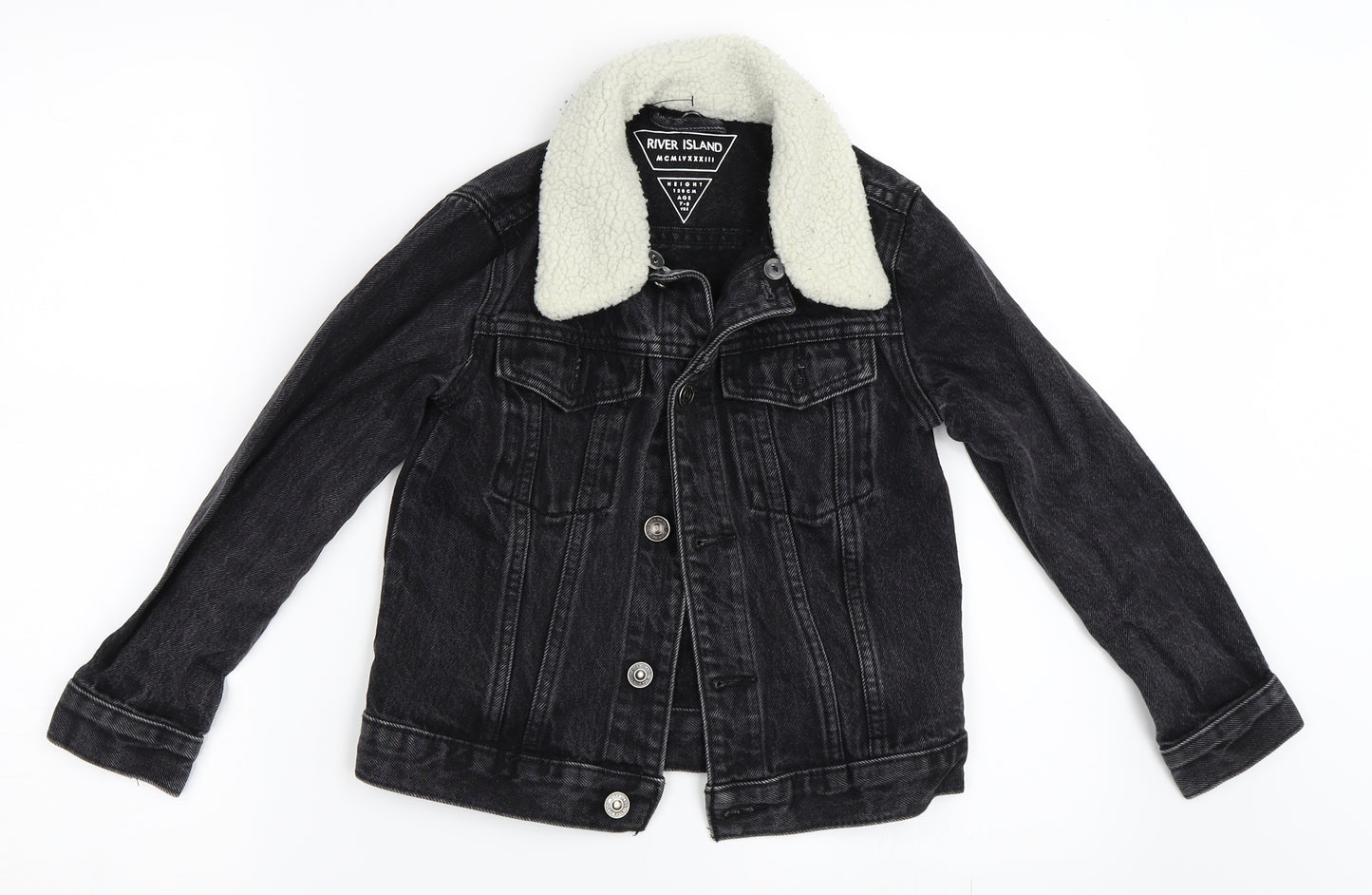River Island Boys Black  Denim Jacket  Size 7-8 Years