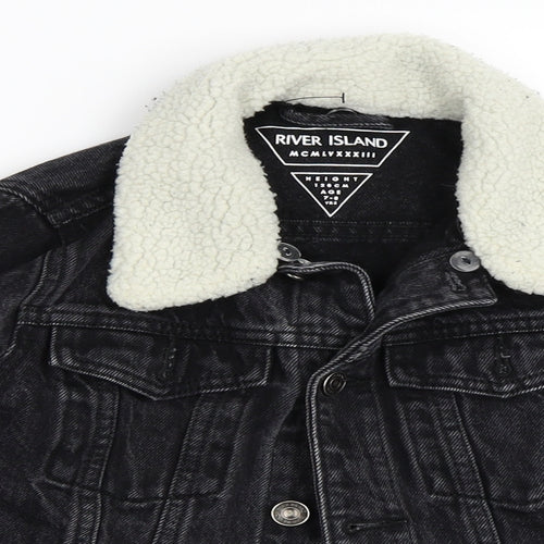 River Island Boys Black  Denim Jacket  Size 7-8 Years
