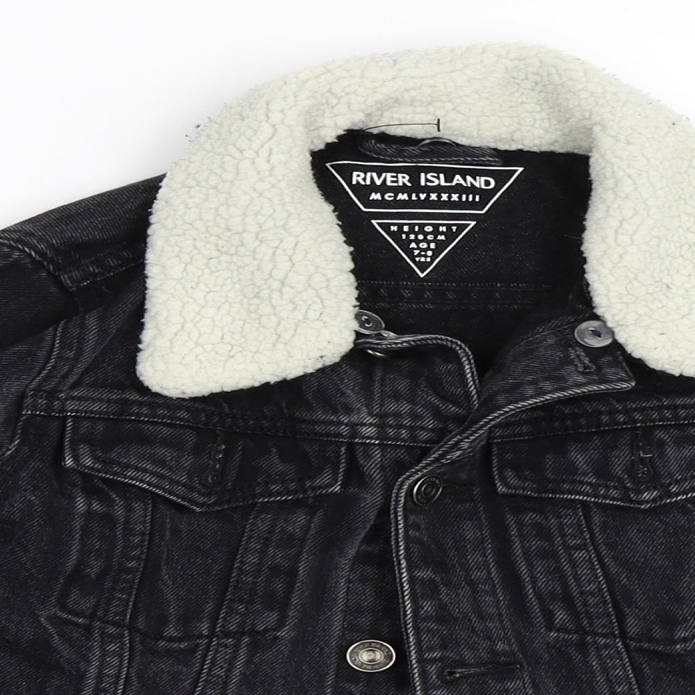 River Island Boys Black  Denim Jacket  Size 7-8 Years
