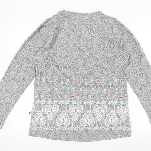 KAY Womens Grey Geometric  Pullover Jumper Size L