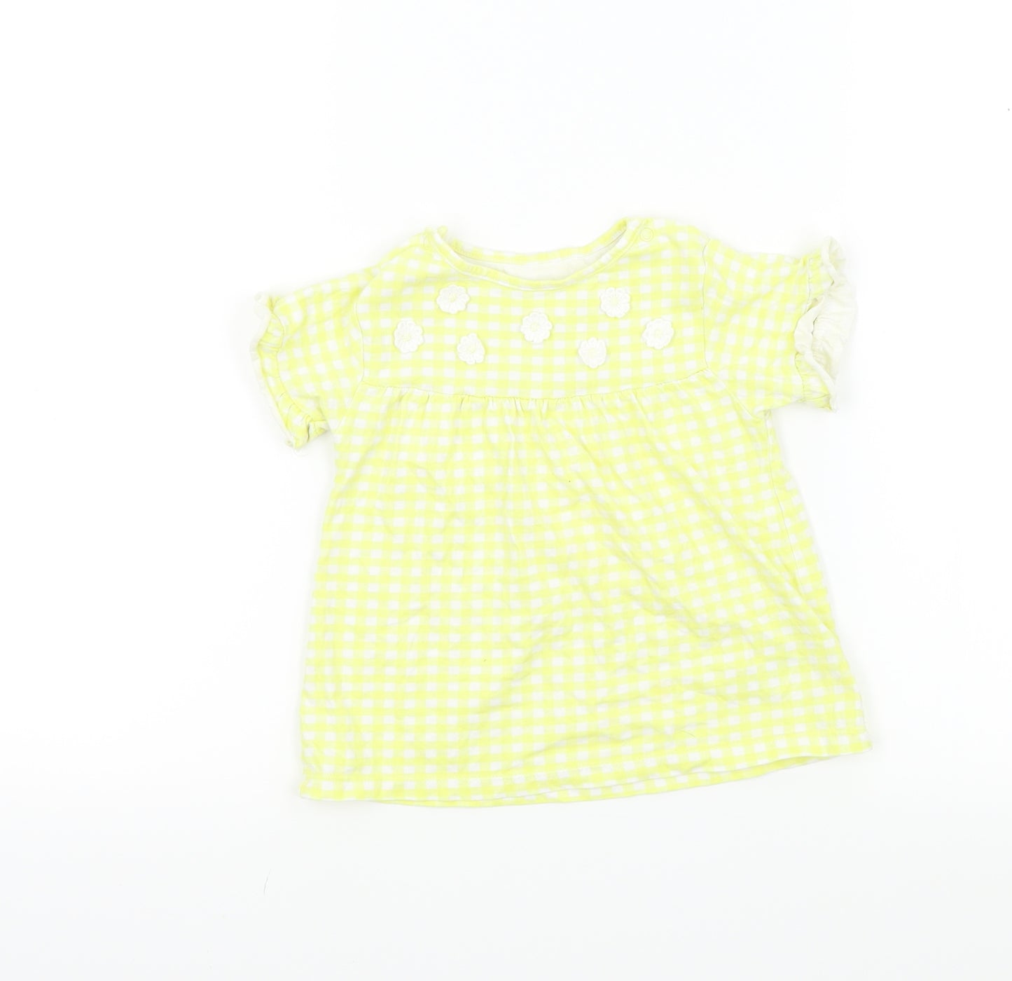 Nutmeg Girls Yellow Check  Basic T-Shirt Size 18-24 Months  - Frill Sleeves