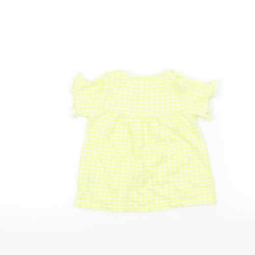 Nutmeg Girls Yellow Check  Basic T-Shirt Size 18-24 Months  - Frill Sleeves