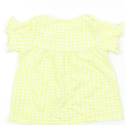 Nutmeg Girls Yellow Check  Basic T-Shirt Size 18-24 Months  - Frill Sleeves