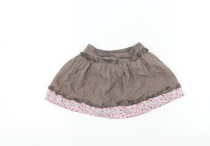 Mini Club Girls Brown Floral Flare Skirt Size 9-12 Months