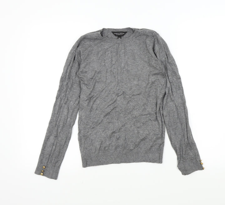 Dorothy Perkins Womens Grey   Pullover Jumper Size 8  - buttons on sleeves