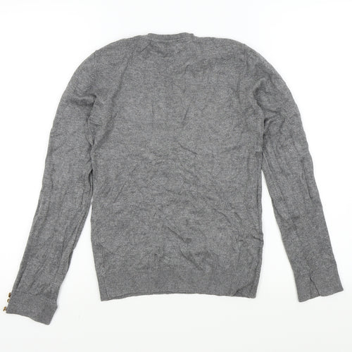 Dorothy Perkins Womens Grey   Pullover Jumper Size 8  - buttons on sleeves