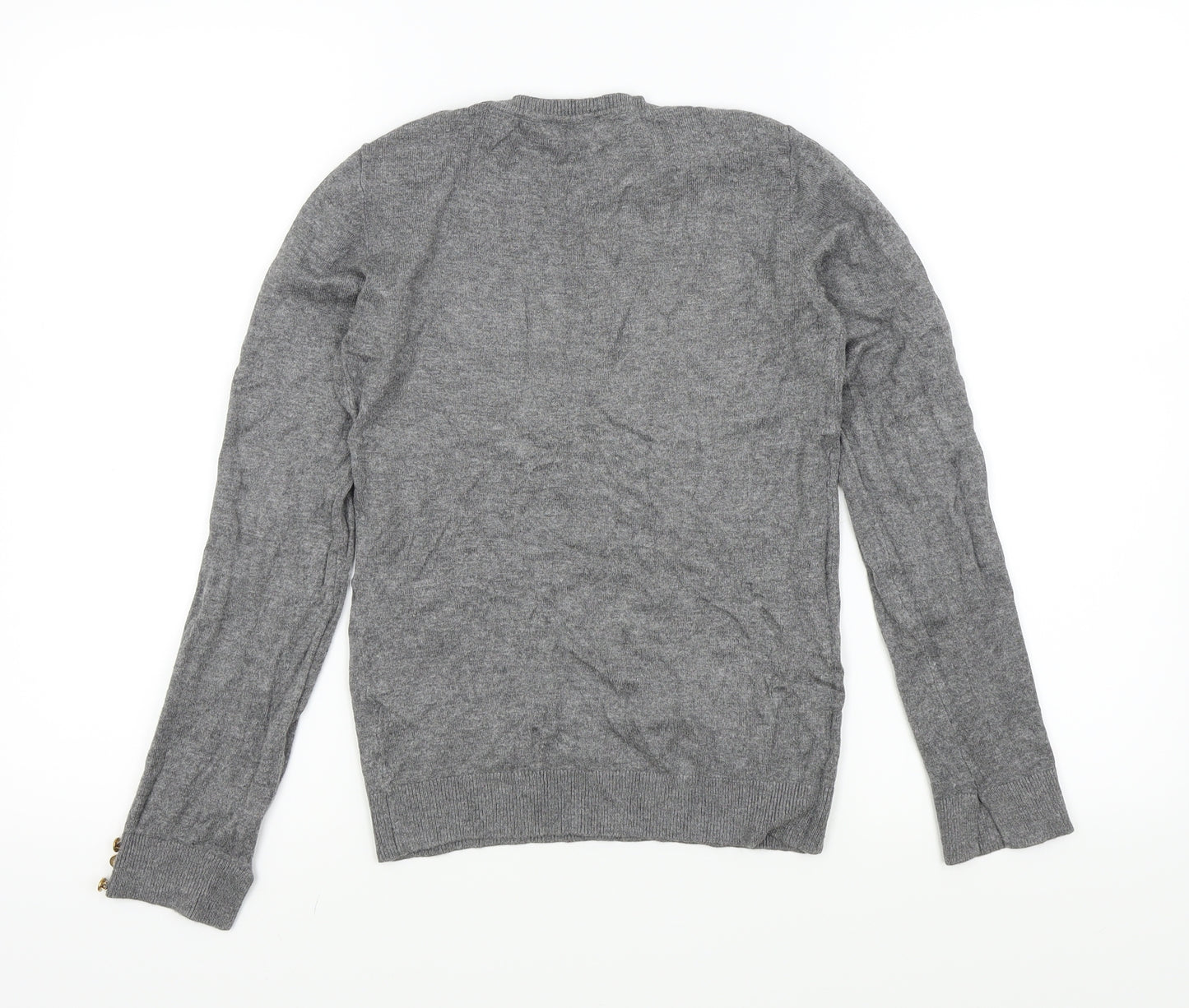 Dorothy Perkins Womens Grey   Pullover Jumper Size 8  - buttons on sleeves