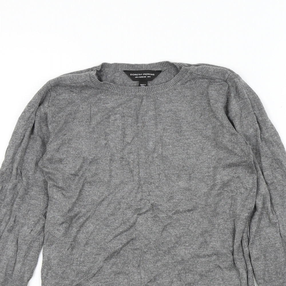 Dorothy Perkins Womens Grey   Pullover Jumper Size 8  - buttons on sleeves