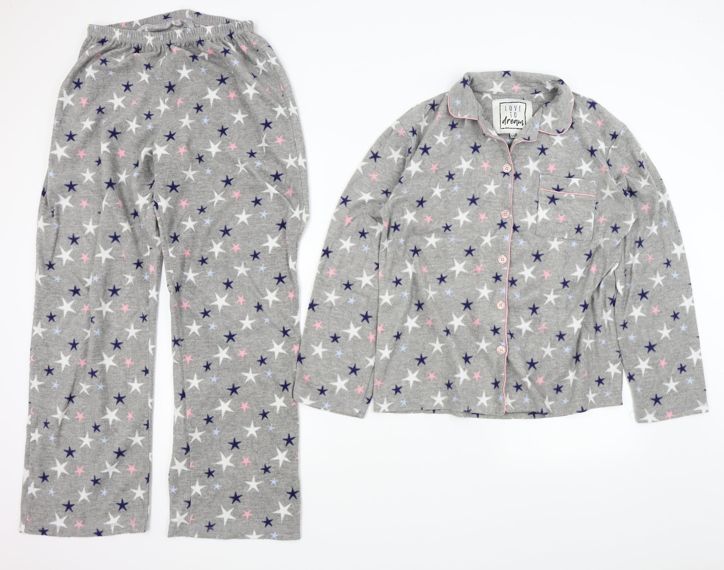 Love To Dream Womens Grey Geometric  Top Pyjama Set Size 8