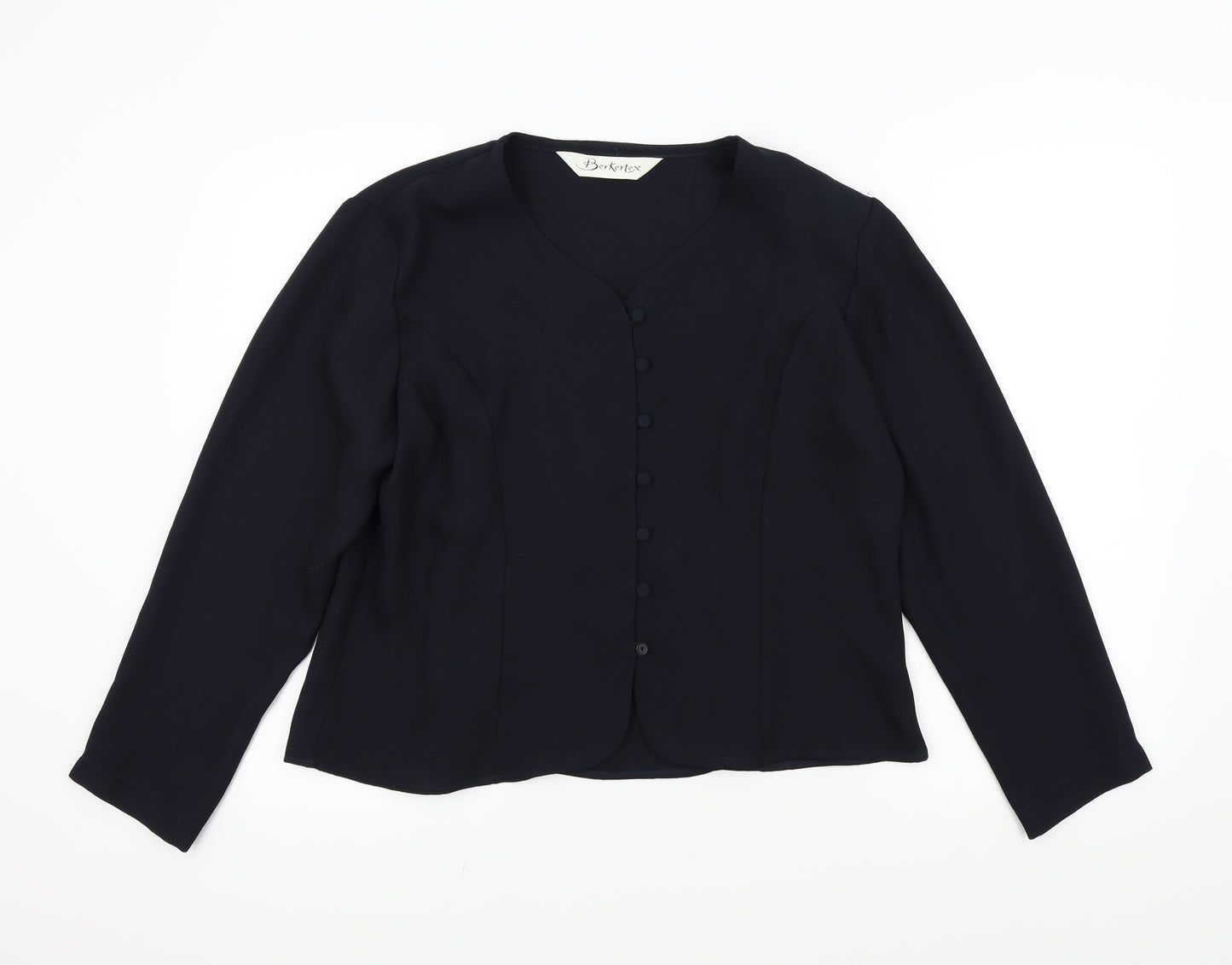 Berkertex Womens Blue Colourblock  Basic Button-Up Size 18