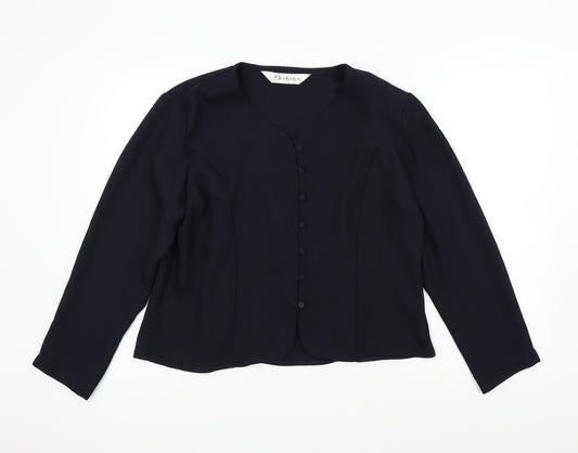 Front view of Berkertex women’s blue colourblock basic button-up, size UK 18