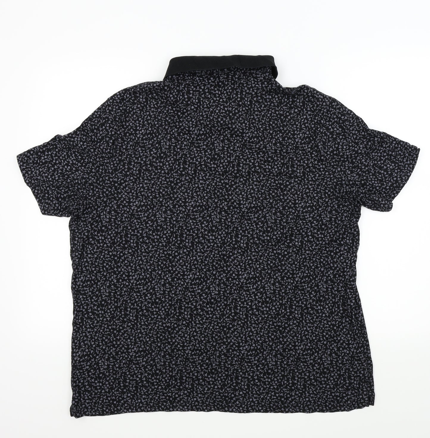 M&S Mens Black Floral   Polo Size XL