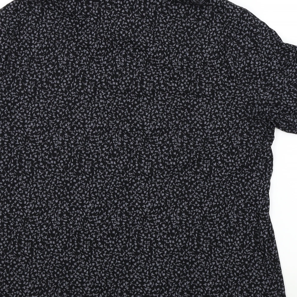 M&S Mens Black Floral   Polo Size XL
