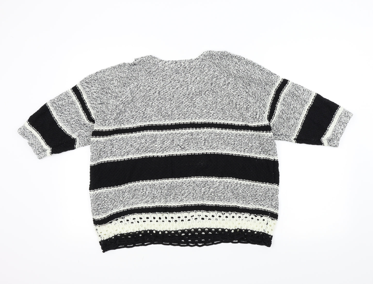 F&F Womens Black Striped  Pullover Jumper Size 14  - Open Shoulders