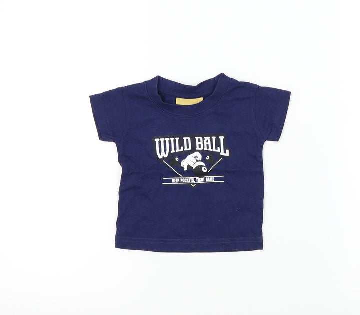 Larkwood Boys Blue   Basic T-Shirt Size 0-3 Months  - WILD BALL