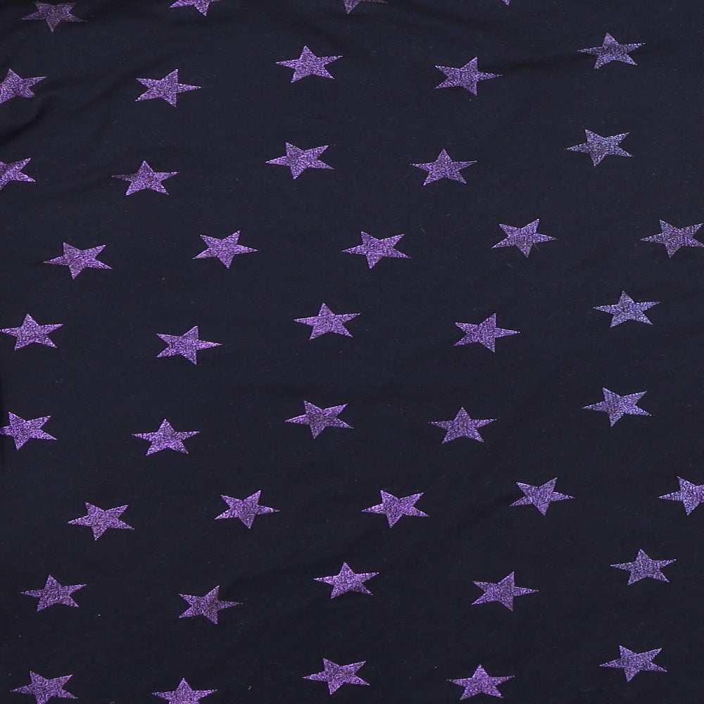 Peackocks Womens Black Geometric  Basic T-Shirt Size 8  - STARS