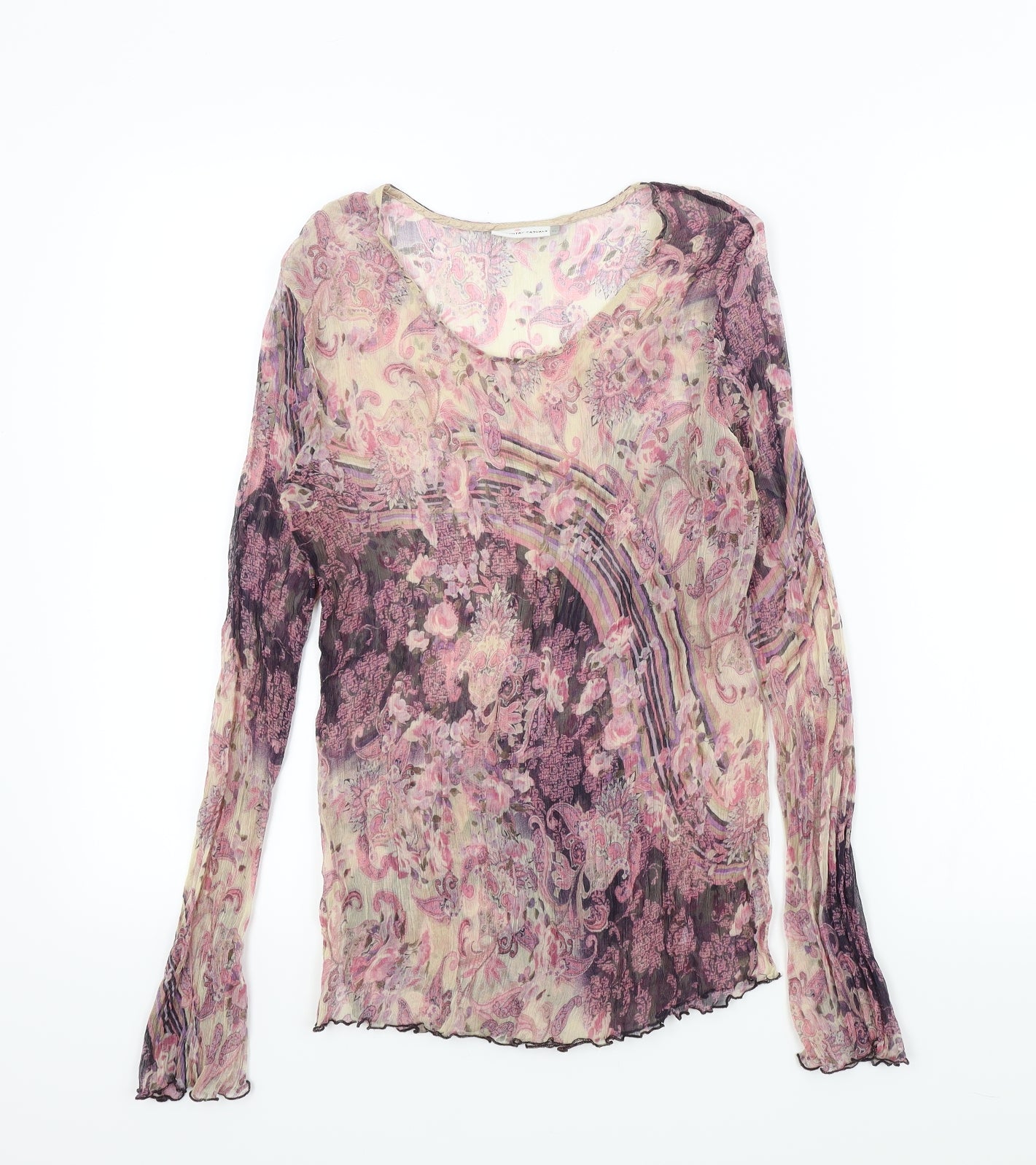 Country Casuals Womens Orange Paisley  Basic Blouse Size 16