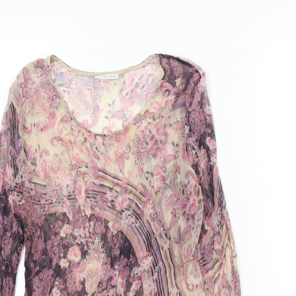 Country Casuals Womens Orange Paisley  Basic Blouse Size 16