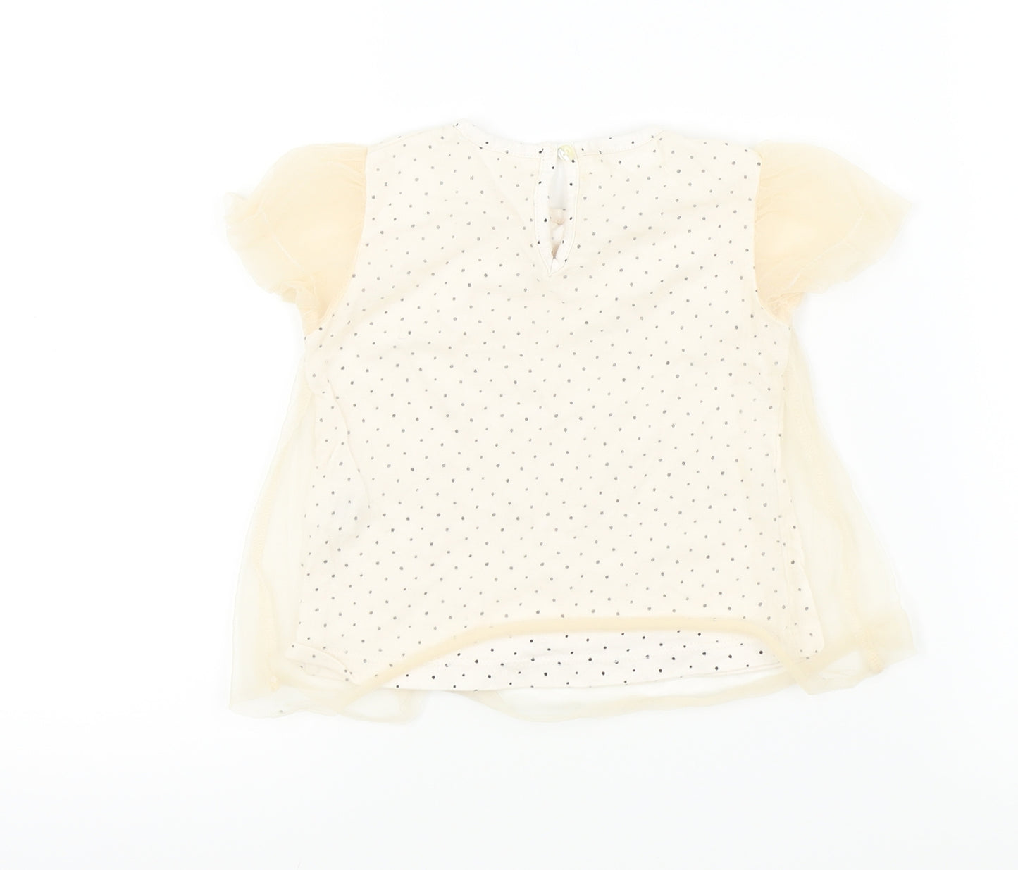 Zara Girls Beige Spotted  Basic Blouse Size 12-18 Months  - LACE TOP
