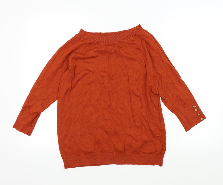 F&F Womens Brown   Pullover Jumper Size 14  - buttons on sleeves