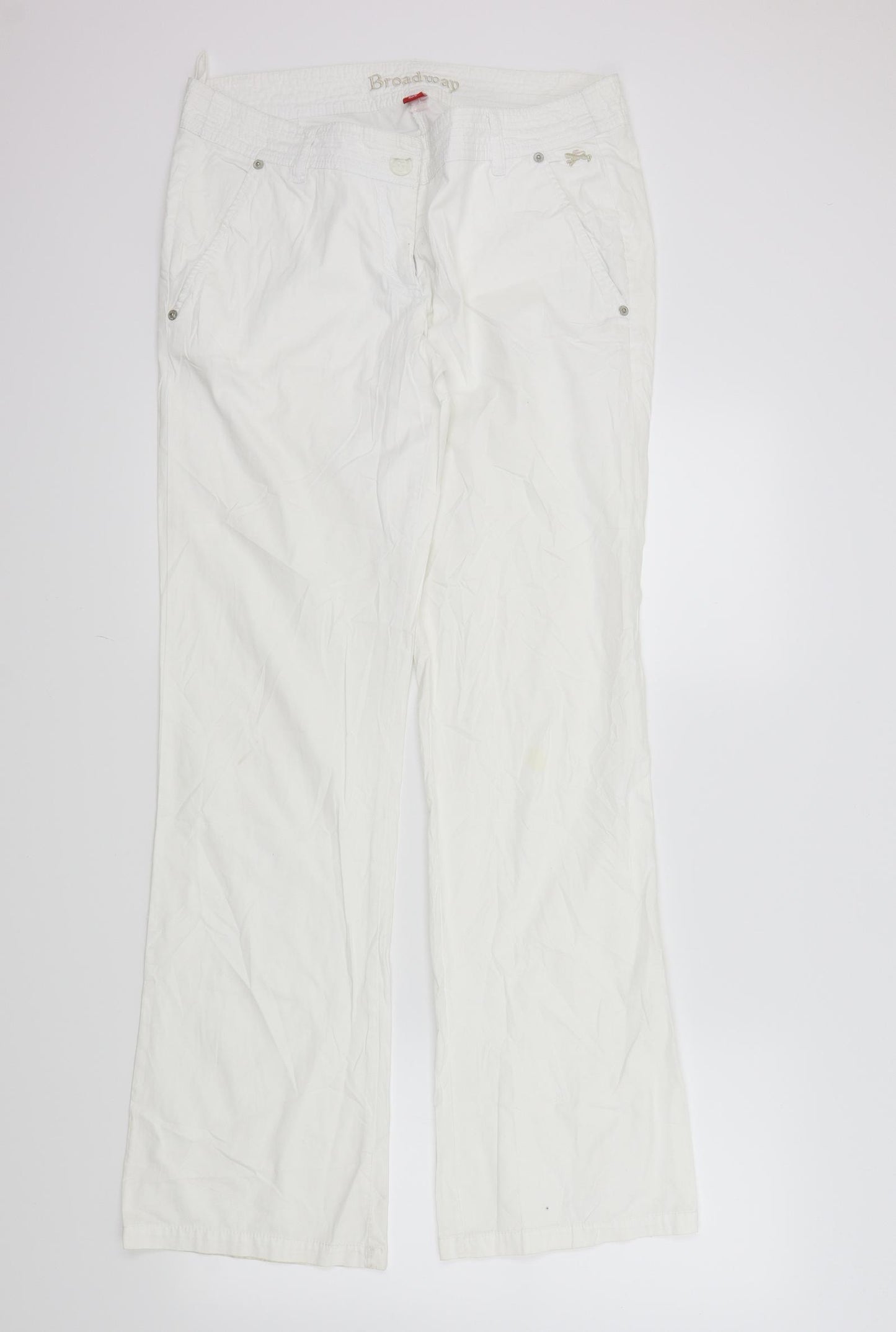 Broadway Womens White   Trousers  Size 14 L33 in