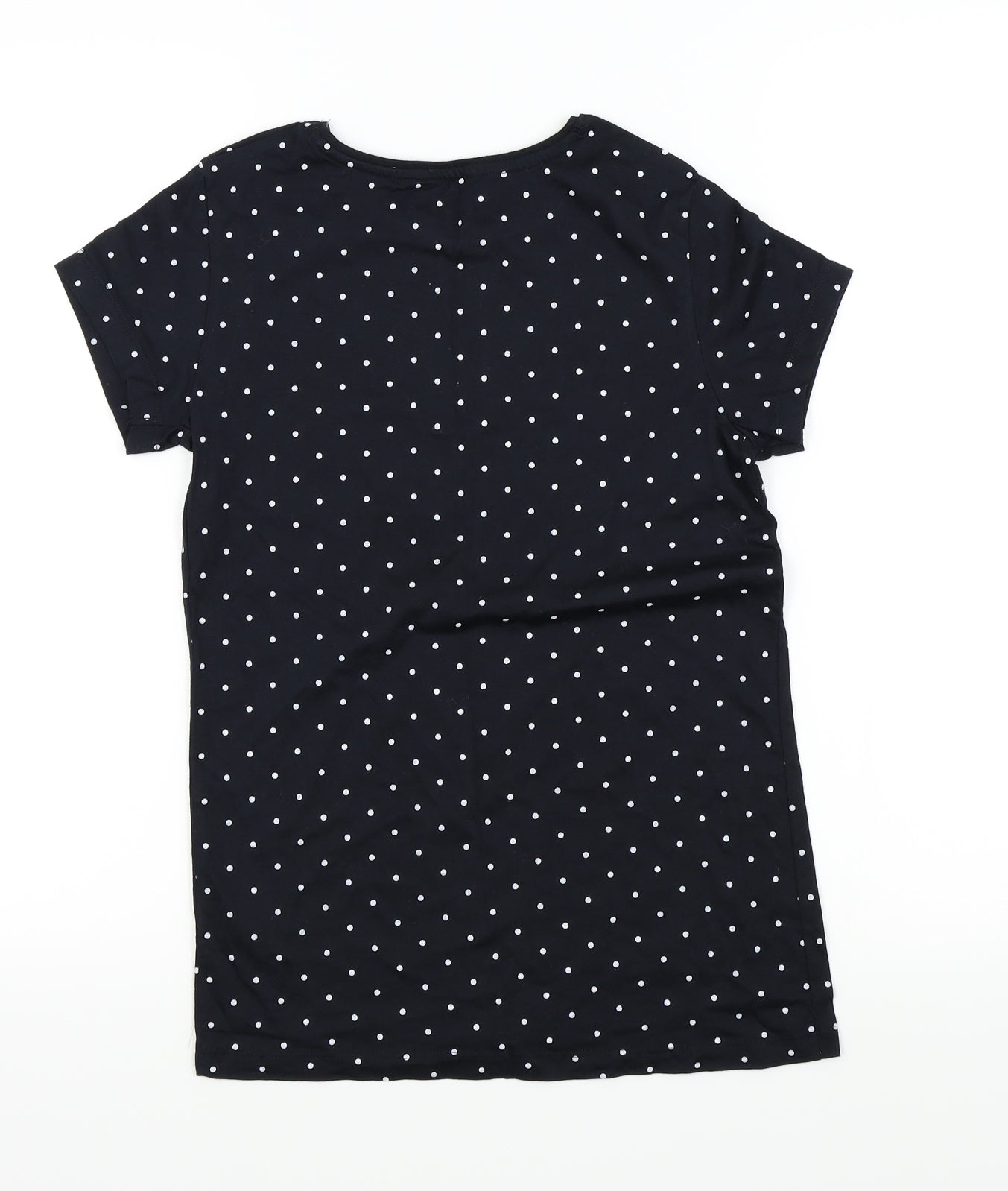 Primark Girls Black Spotted  Basic T-Shirt Size 12-13 Years