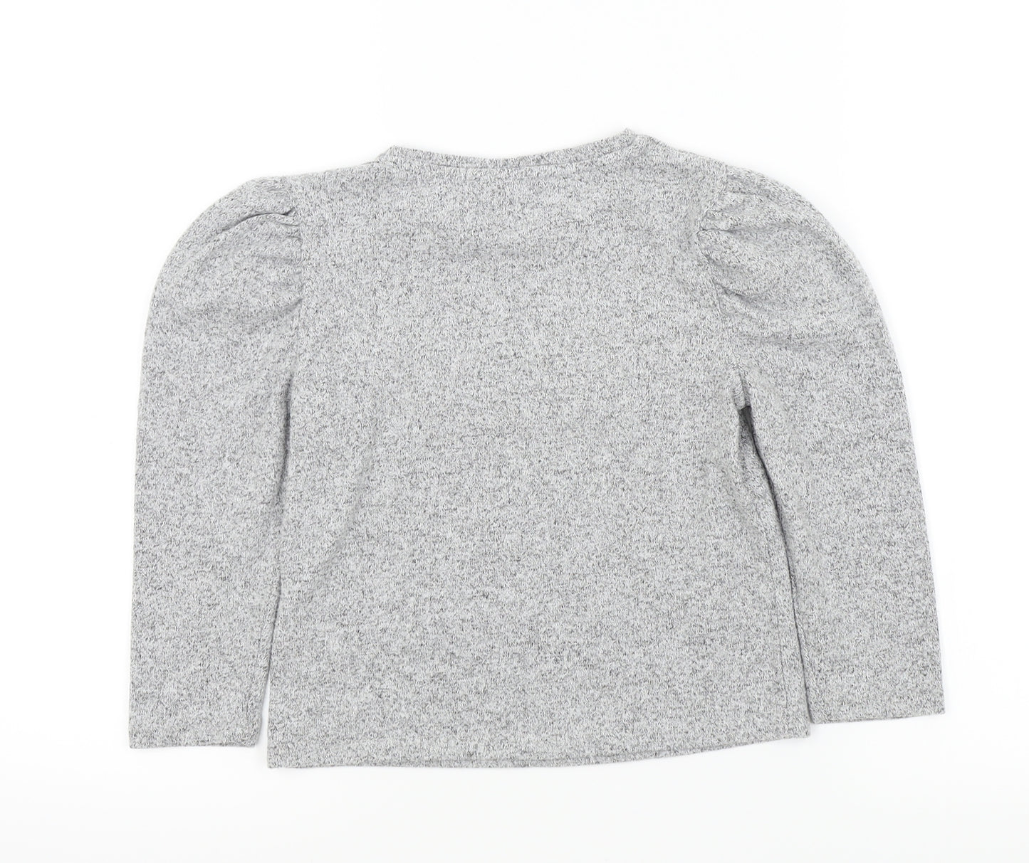 George Girls Grey   Henley Jumper Size 7 Years  - Pearl Detail