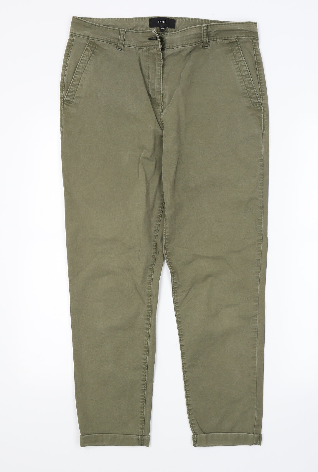 NEXT Womens Green  Denim Chino Trousers Size 12 L27 in