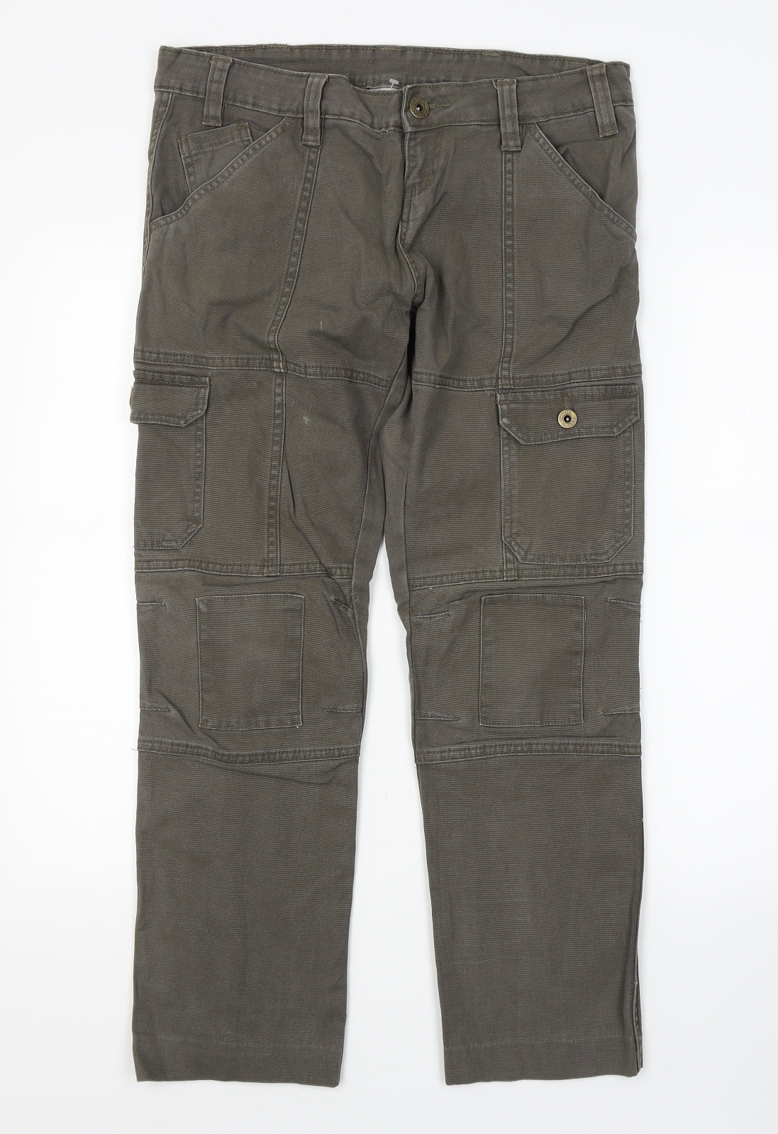 Identity Womens Brown  Denim Cargo Trousers Size 8 L25 in