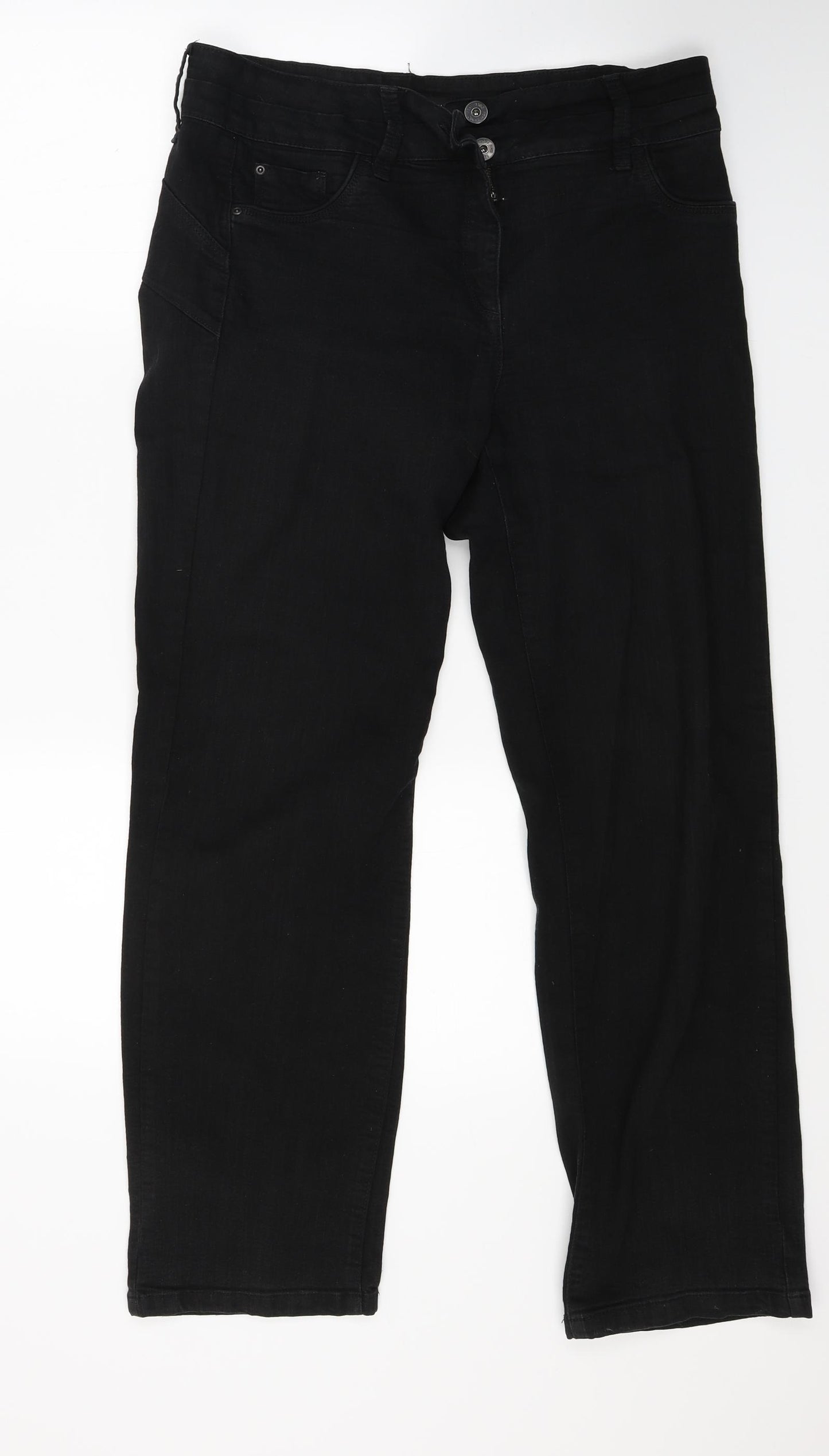 Womens Black  Denim Straight Jeans Size 14 L28 in