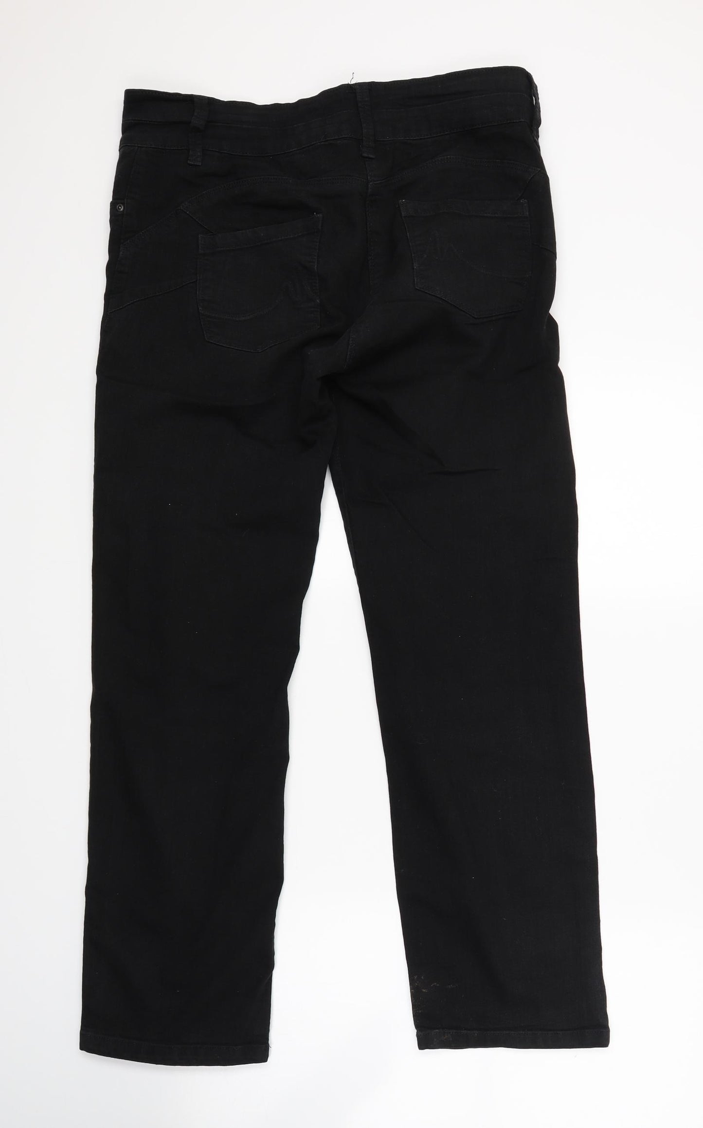 Womens Black  Denim Straight Jeans Size 14 L28 in