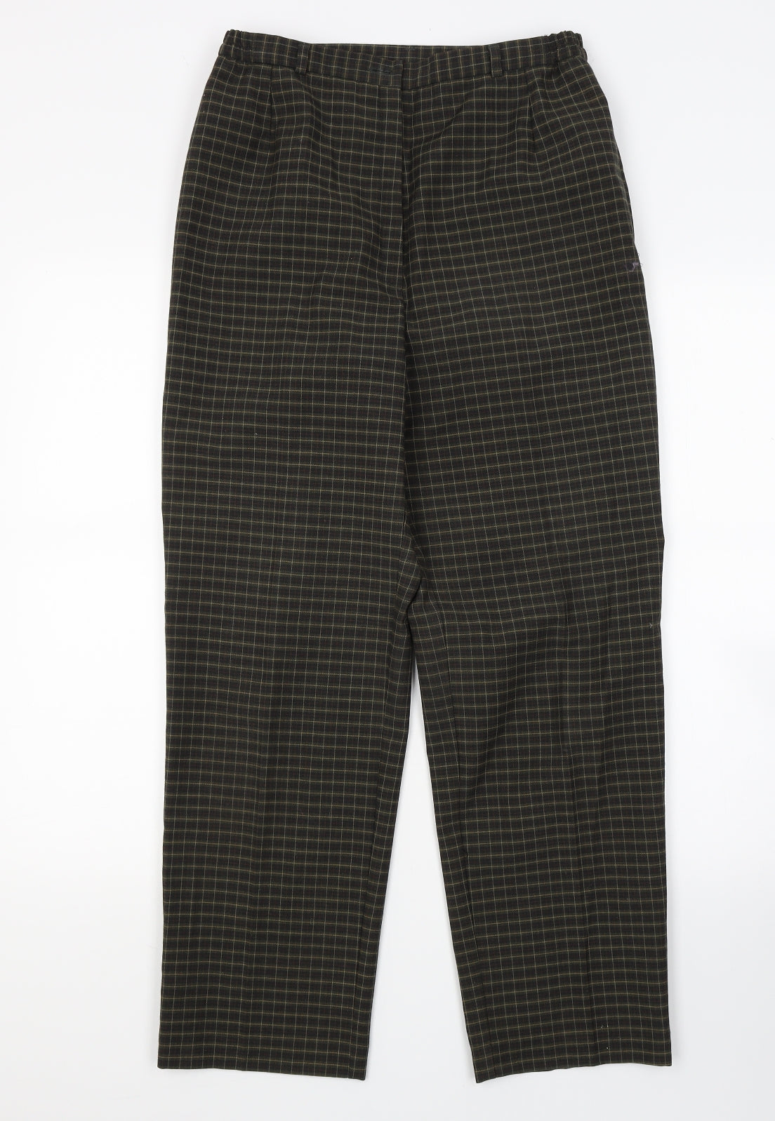 Slimma Womens Green Check  Trousers  Size 12 L25 in