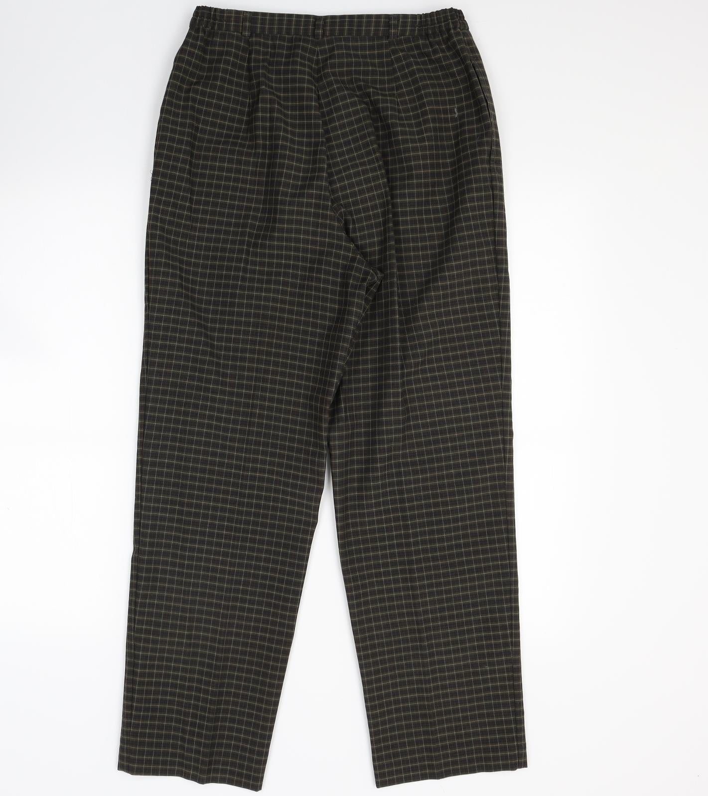 Slimma Womens Green Check  Trousers  Size 12 L25 in