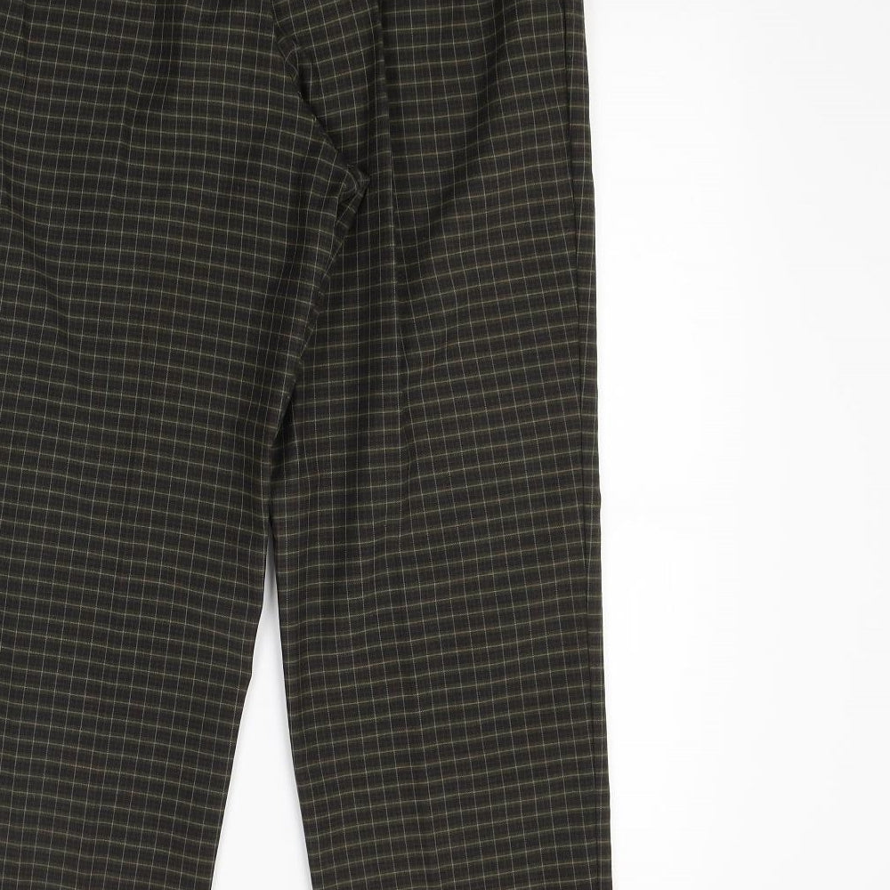 Slimma Womens Green Check  Trousers  Size 12 L25 in