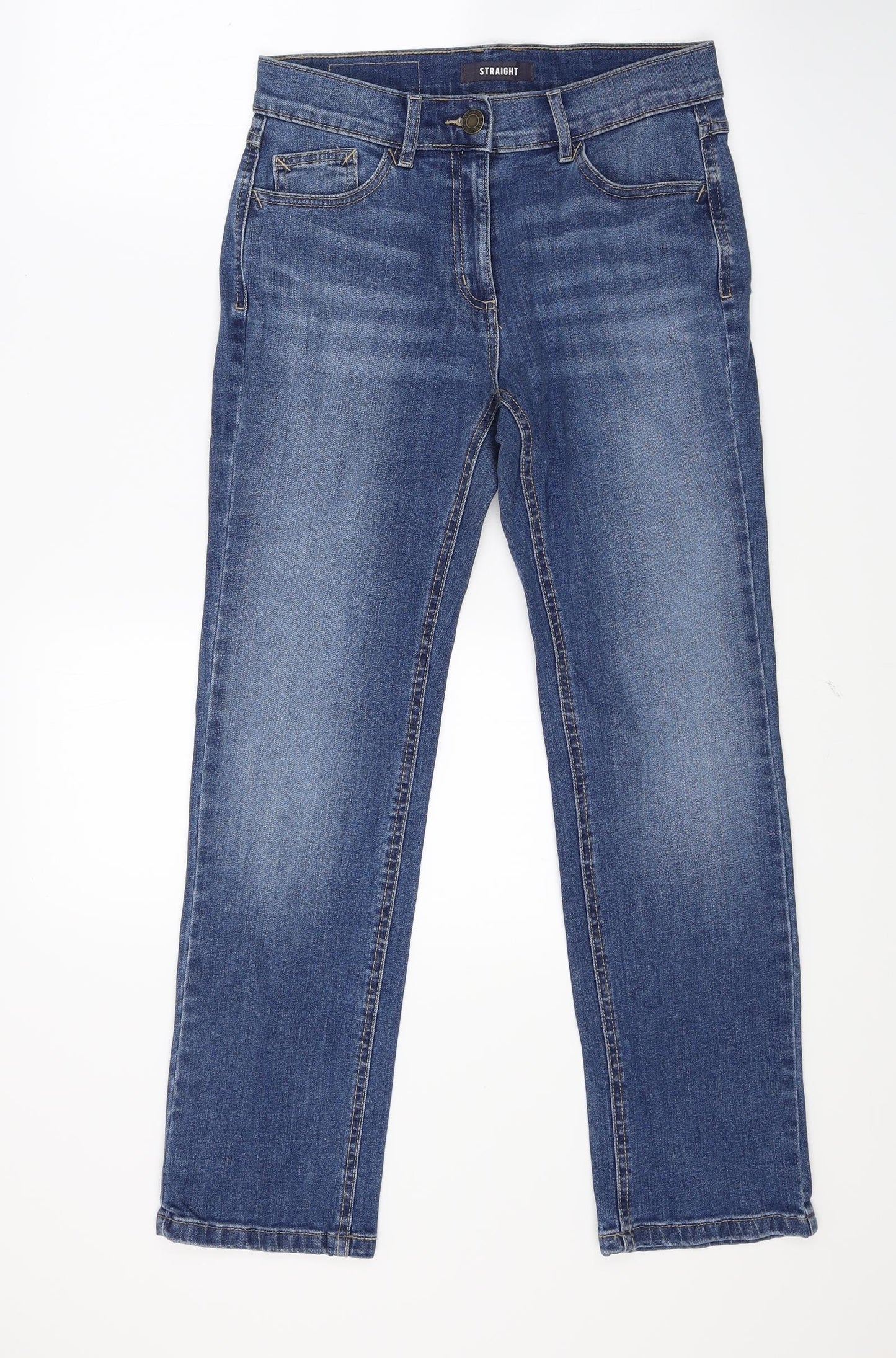 Marks and Spencer Womens Blue  Denim Straight Jeans Size 10 L26 in