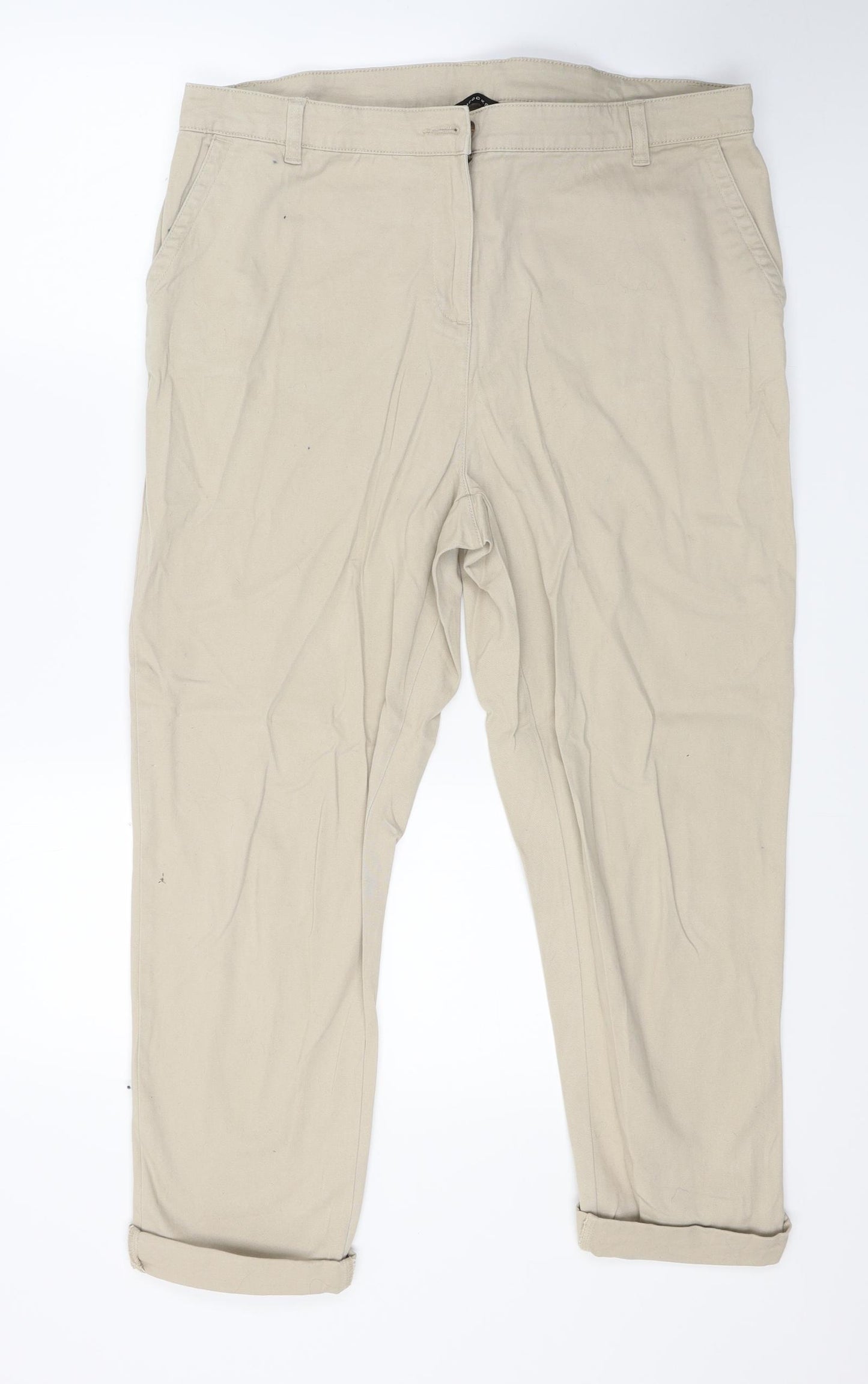 Peacocks Womens Beige   Chino Trousers Size 16 L23 in