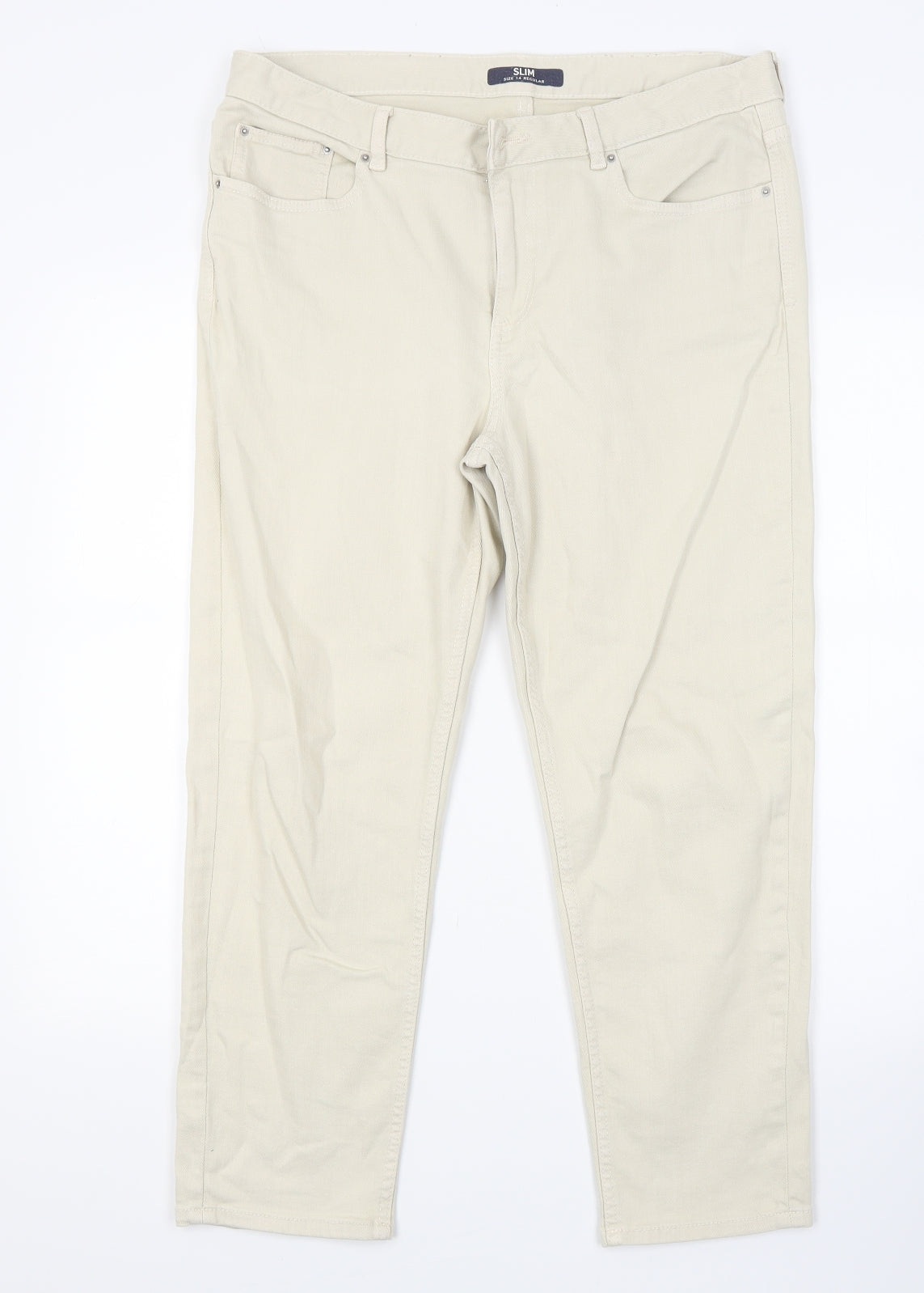 Marks and Spencer Womens Beige  Denim Straight Jeans Size 14 L24 in