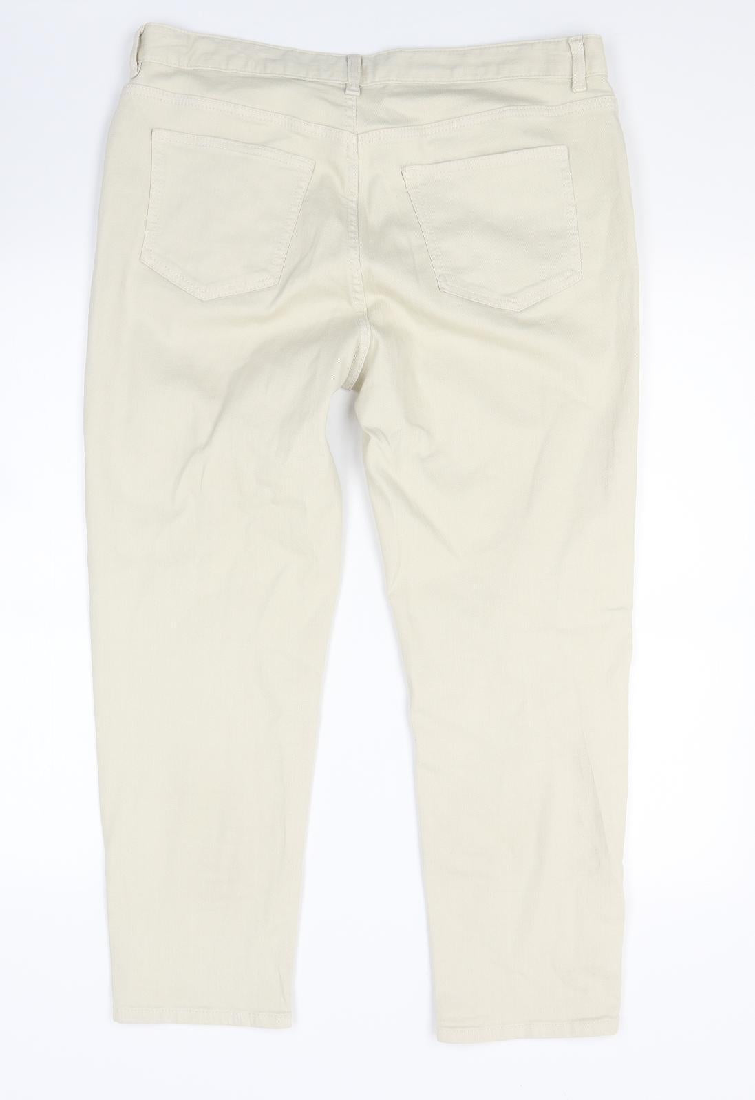 Marks and Spencer Womens Beige  Denim Straight Jeans Size 14 L24 in