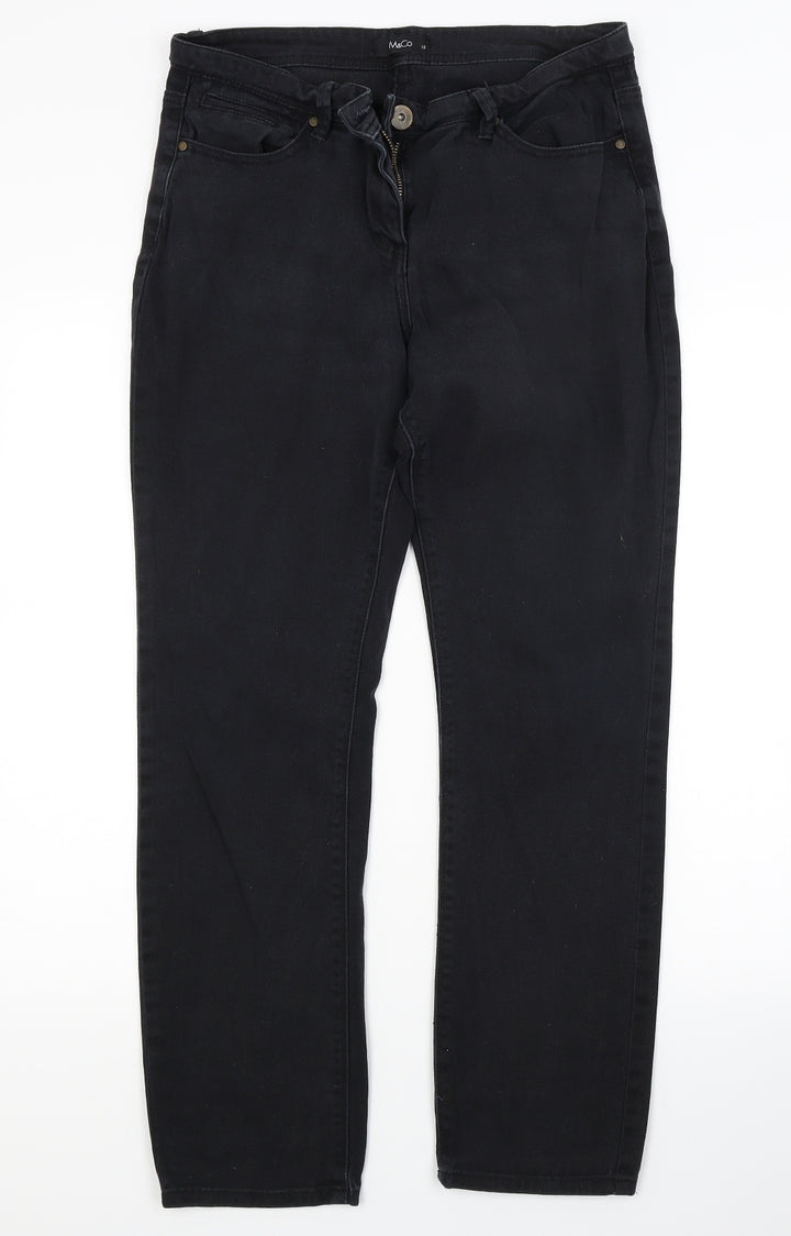 M&Co Womens Black Denim Skinny Jeans Size 12 L20 in