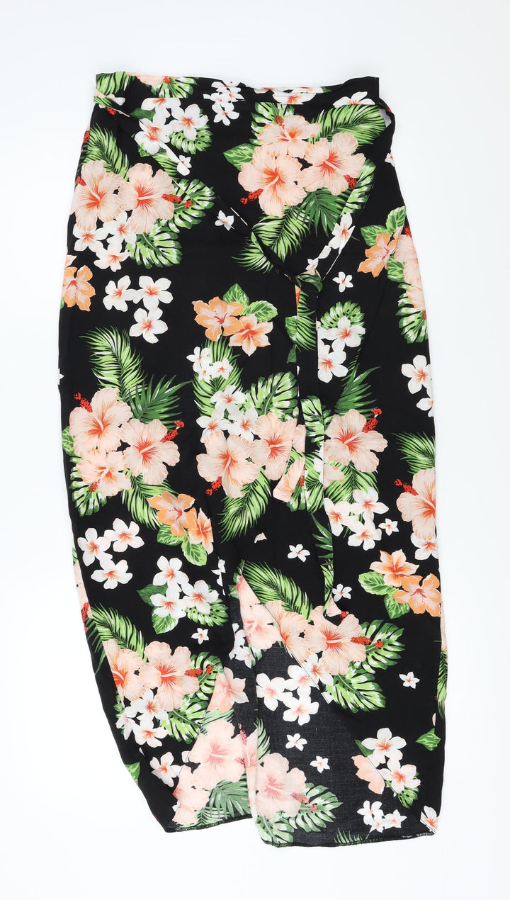 George Womens Black Floral A-Line Skirt Size 28 in