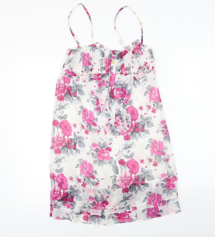 TSEGA Womens White Floral Basic Blouse Size S