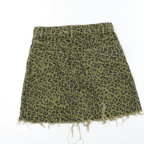 Zara  Womens Green Animal Print  A-Line Skirt Size XS