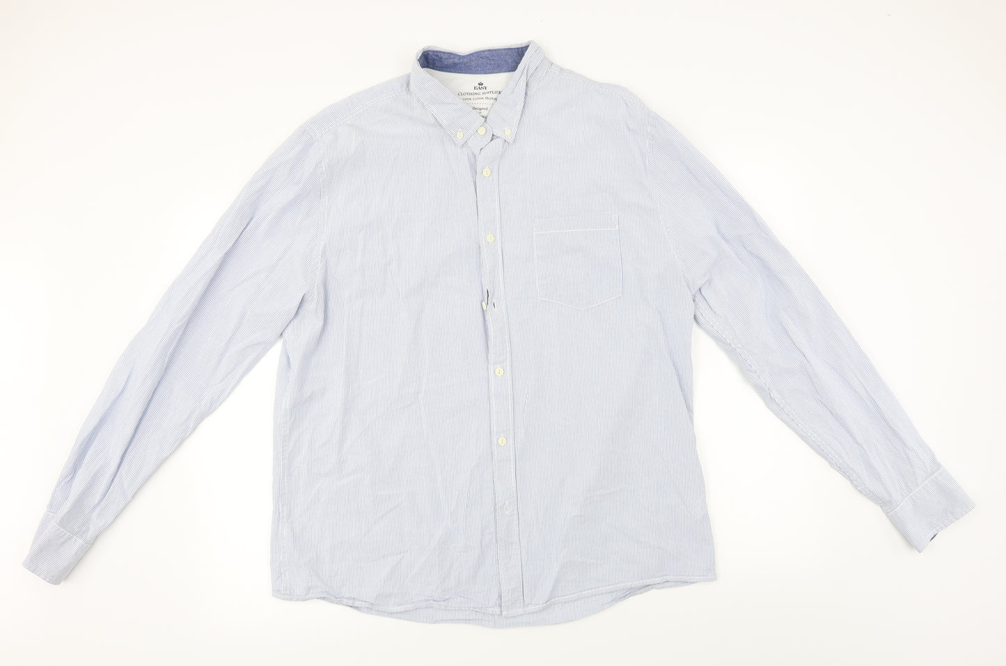 Easy  Womens Blue   Basic Button-Up Size XL