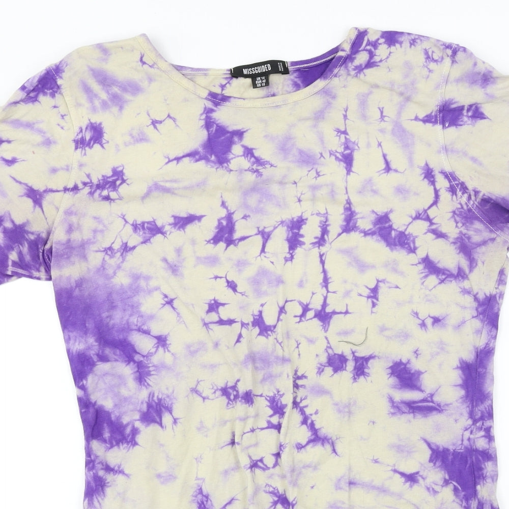 Missguided Womens Purple Tie Dye  Bodysuit One-Piece Size 14