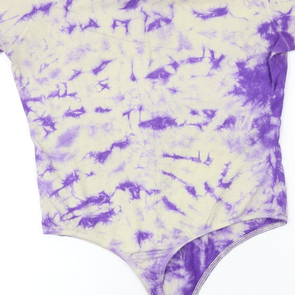 Missguided Womens Purple Tie Dye  Bodysuit One-Piece Size 14