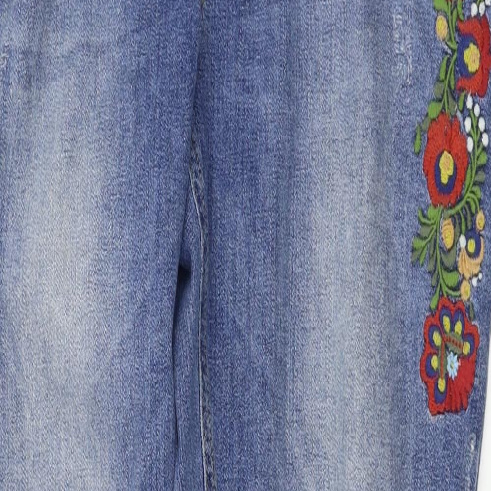 Denim & Co. Womens Blue Floral  Skinny Jeans Size 12 L26 in