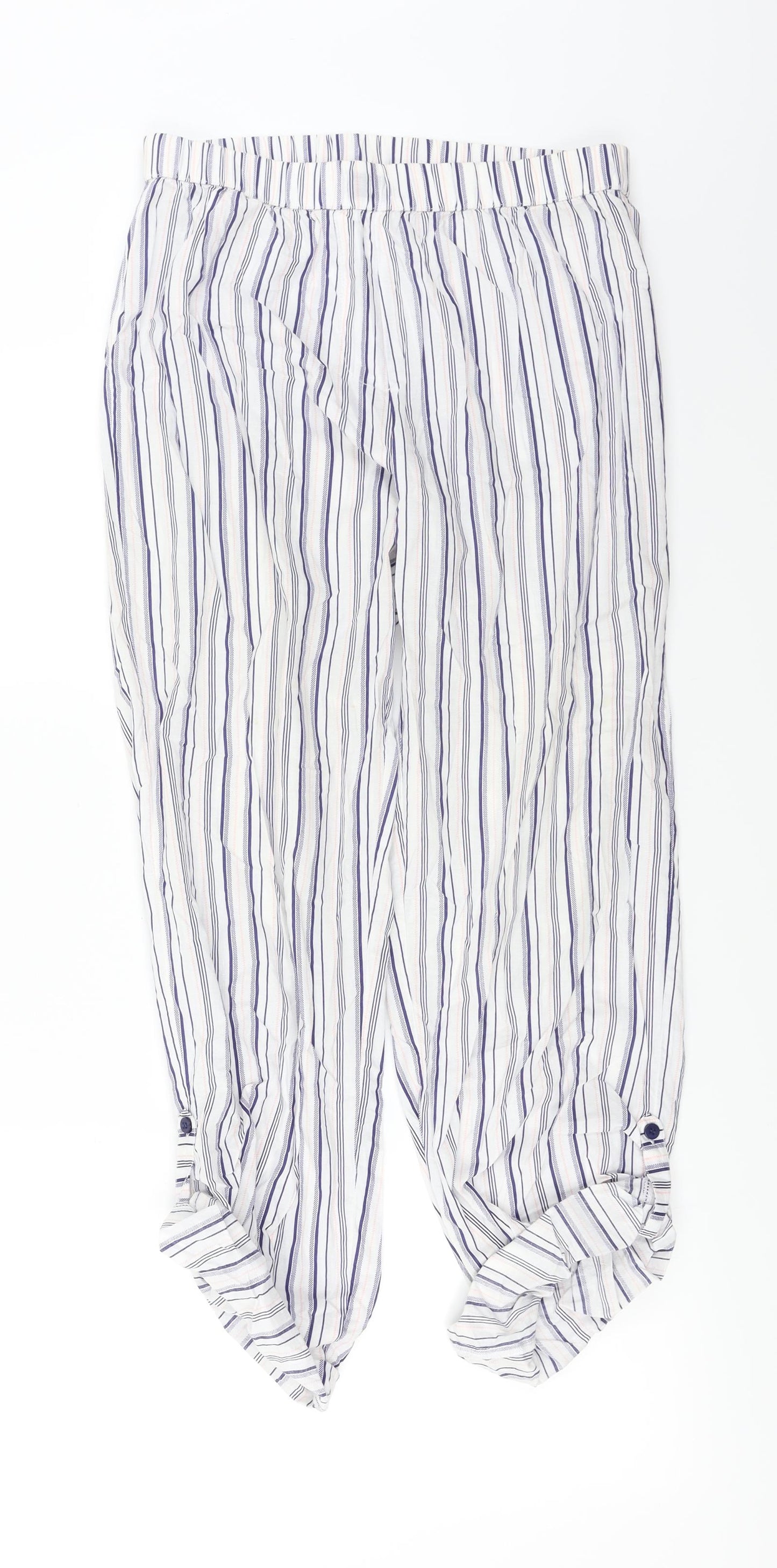 New Look  Womens White Striped  Trousers  Size 24 in L22 in