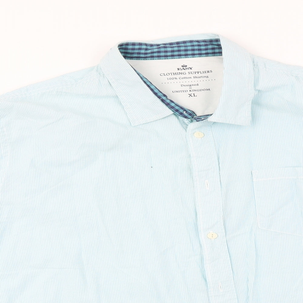 Easy  Mens Blue Striped   Button-Up Size XL