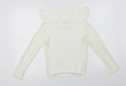 Front view of Atmosphere women’s ivory basic button-up, size UK 12
